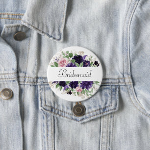 Love Bloom   Chic Blush Navy Garland Bridal Party 7.5 Cm Round Badge