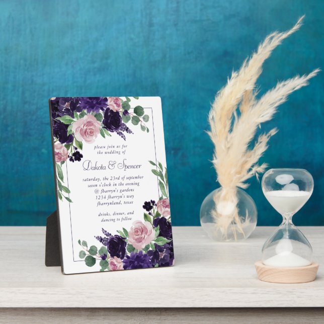 Love Bloom | Rustic Navy Burgundy Floral Keepsake Plaque (Side)
