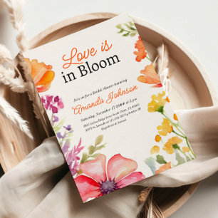 Love Bloom Wildflower Peach Floral Bridal Shower Invitation