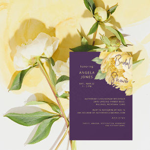 Love Blooming Plum Yellow Floral Bridal Shower Invitation