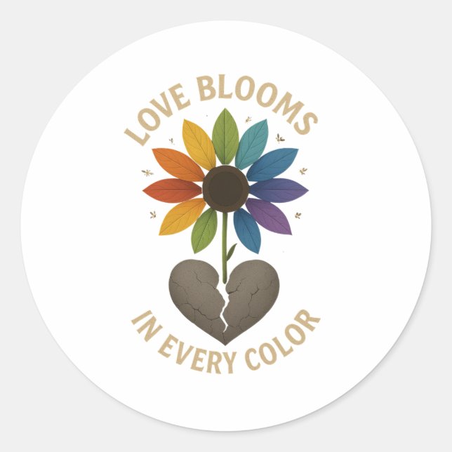 Love Blooms in Every Colour Classic Round Sticker (Front)