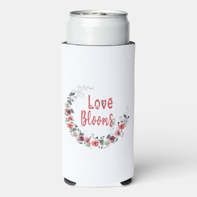 Love Blooms Personalised Bride Groom Wedding Date Seltzer Can Cooler (Seltzer Back)