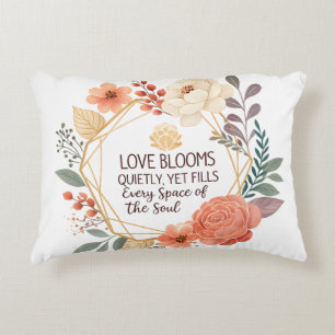 Love Blooms Quietly - Floral Quote Watercolour Decorative Cushion