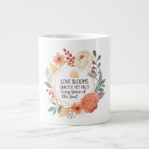 Love Blooms Quietly – Floral Quote Watercolour  Large Coffee Mug
