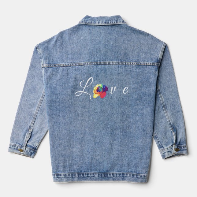 Love Blooms Rainbow Rose Denim Jacket (Back)