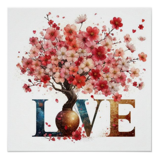 Love Blossoms: 8K Realistic Cherry Blossom Tree  Poster (Front)
