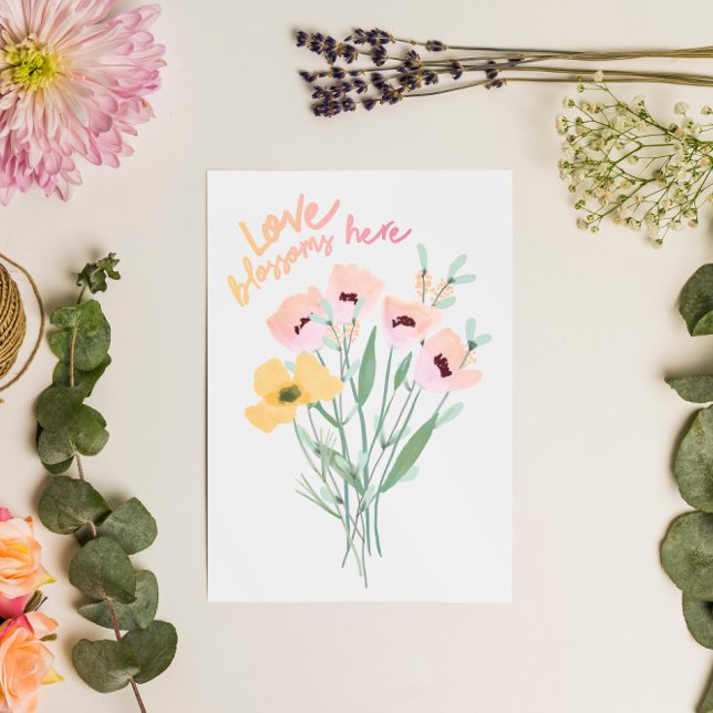 Love Blossoms Here Watercolour Bouquet Card (Creator Uploaded)