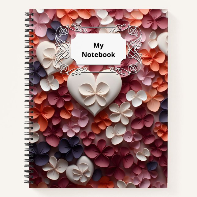 Love Blossoms in Hearts Notebook (Front)