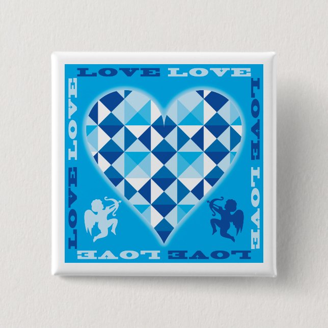 Love (Blue Diamond) 15 Cm Square Badge (Front)