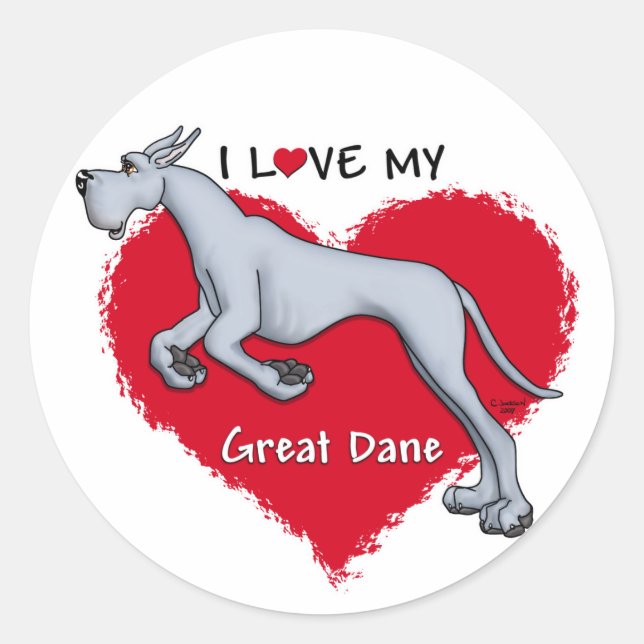 Love Blue Great Dane Classic Round Sticker (Front)