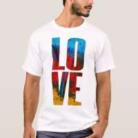 Love Blue Red Yellow Black Trendy Abstract Art