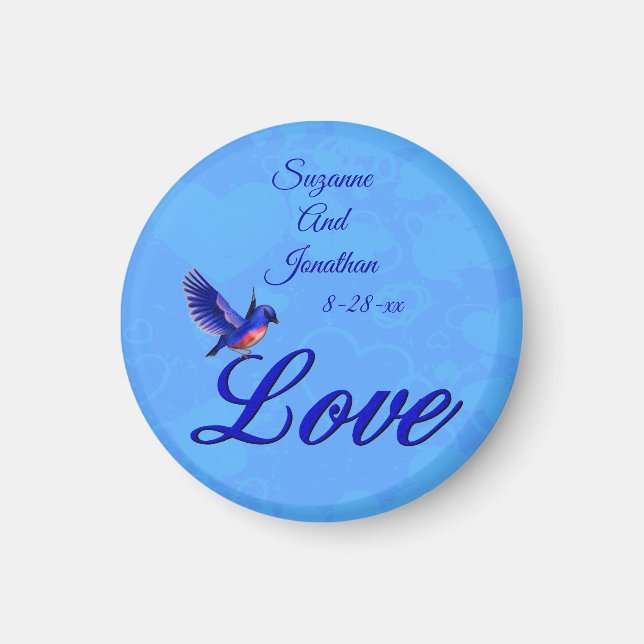 Love Bluebird Personalised Wedding  Magnet (Front)