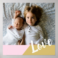 Love | Blush and Gold Geometric Personalised Photo
