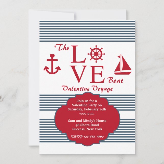 Love Boat Valentine's Party Invitation (Front)