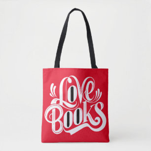 Love Books Calligraphy Design Tote Bag