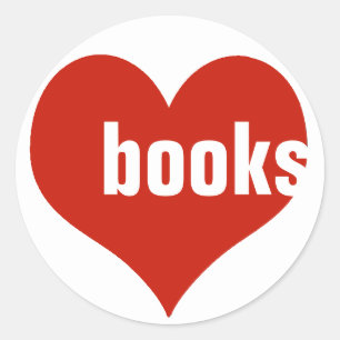 love books / red hearts classic round sticker