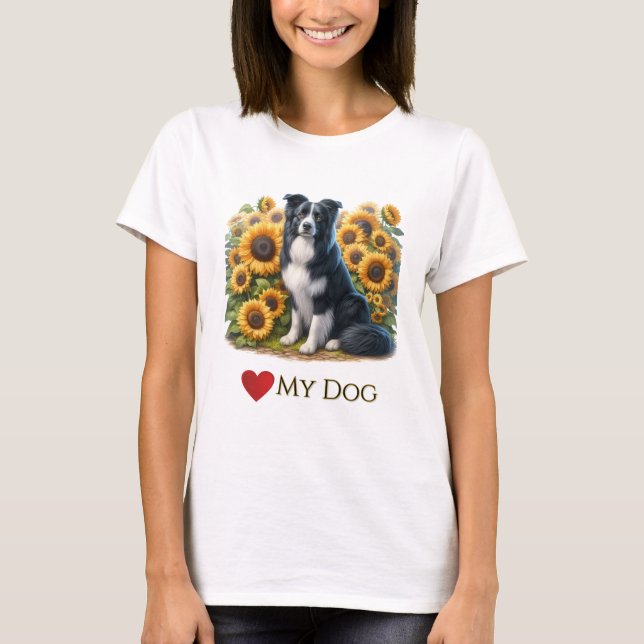 Love Border Collie Dog T-Shirt (Front)