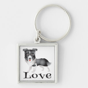 Love Border Collie Puppy Dog Keychain