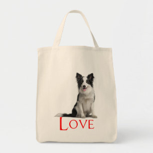 Love Border Collie Puppy Dog Tote Bag