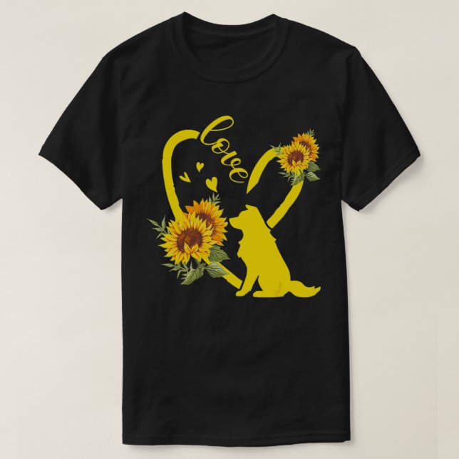Love Border Collie Sunflower Gifts  T-Shirt (Design Front)