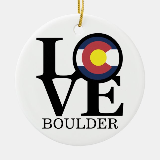 LOVE Boulder CO Ceramic Tree Decoration (Front)