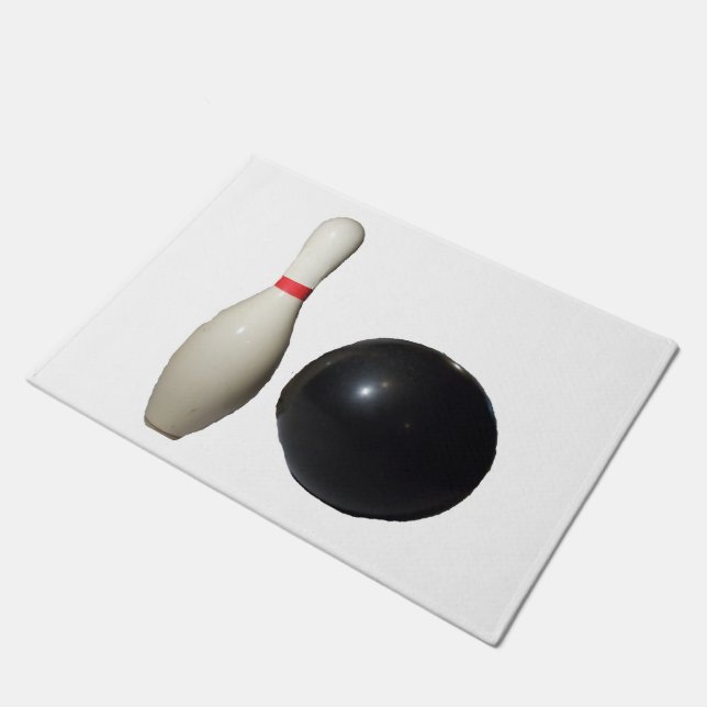 Love Bowling Ball and Pin Door Mat (Angled)