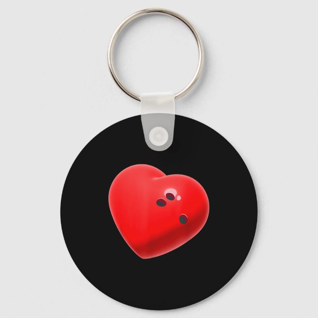 Love Bowling Ball Hearts Bowling Lover Valentine's Key Ring (Front)