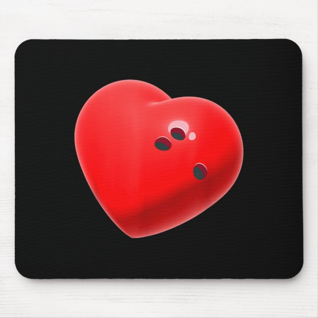 Love Bowling Ball Hearts Bowling Lover Valentine's Mouse Pad (Front)