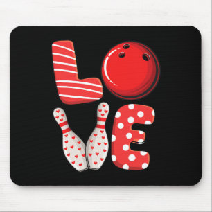 Love Bowling Byll And Pins Group Matching Valentin Mouse Pad