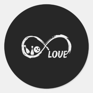 Love Bowling Infinity Bowler Women Girls Boys Kids Classic Round Sticker