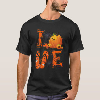 LOVE Bowling Lovers Players Pumpkin Witch Hallowee T-Shirt