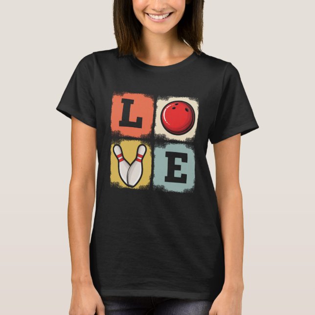 Love Bowling Orange Stripe Team Matching T-Shirt (Front)