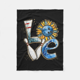 Love Bowling Retro Leopard Sunflower Valentine's D Fleece Blanket