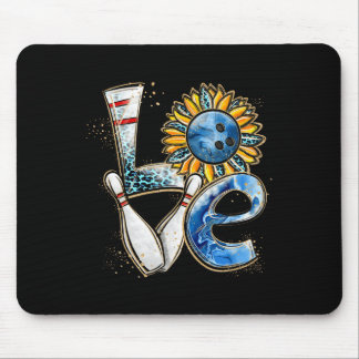 Love Bowling Retro Leopard Sunflower Valentine's D Mouse Pad