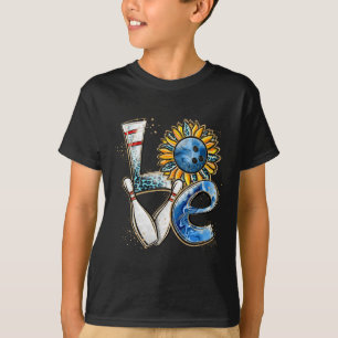 Love Bowling Retro Leopard Sunflower Valentine's D T-Shirt
