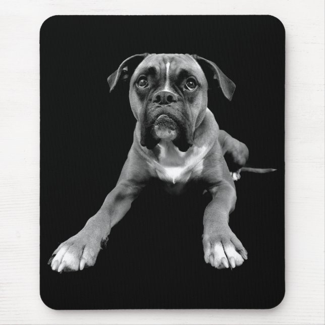 Love Boxer Puppy Dog Black Mousepad (Front)