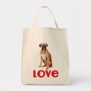 Love Boxer Puppy Dog Grocery Tote Bag
