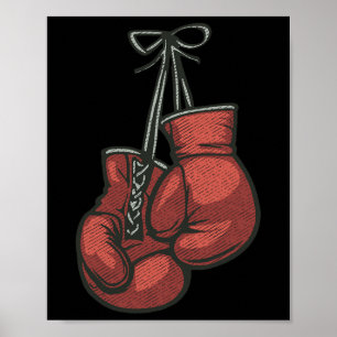 Love Boxing Gloves Retro Vintage Red Boxer Gift Mm Poster