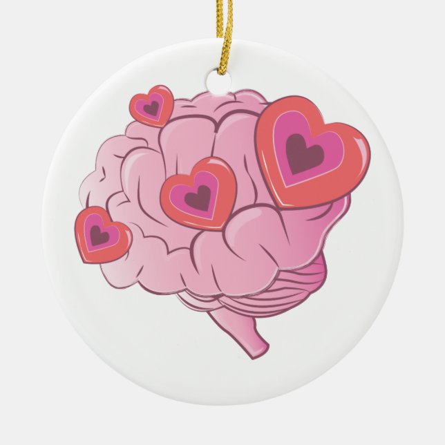 Love Brain Ceramic Tree Decoration (Front)