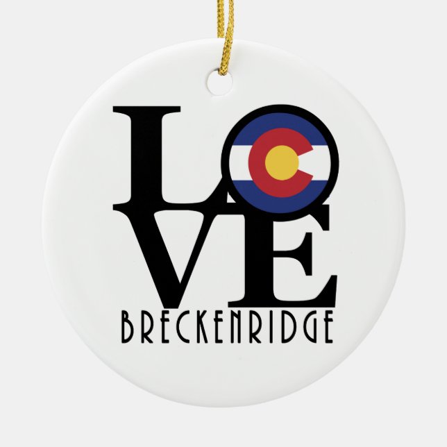 LOVE Breckenridge CO Ceramic Tree Decoration (Front)
