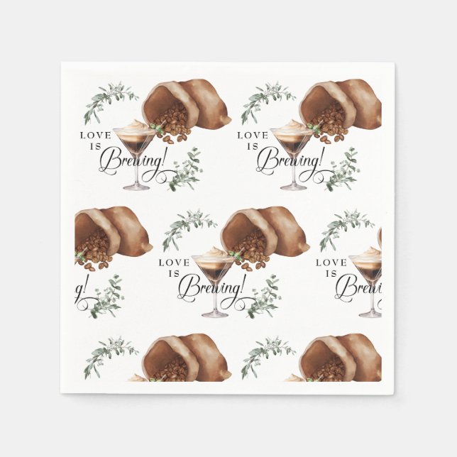 Love Brewing | Espresso | Martini | Bridal Shower  Napkin (Front)