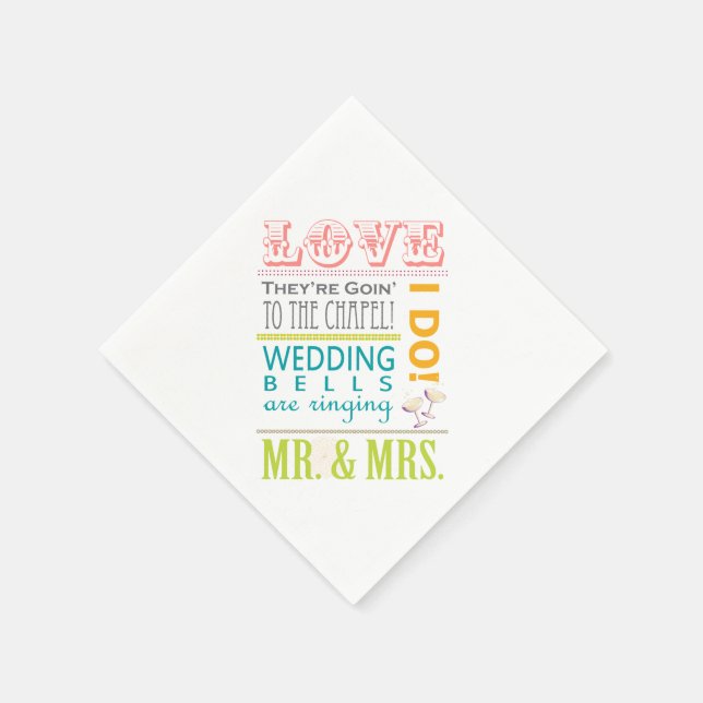 Love Bridal Shower Party Napkins, I Do! Mr & Mrs Napkin (Corner)