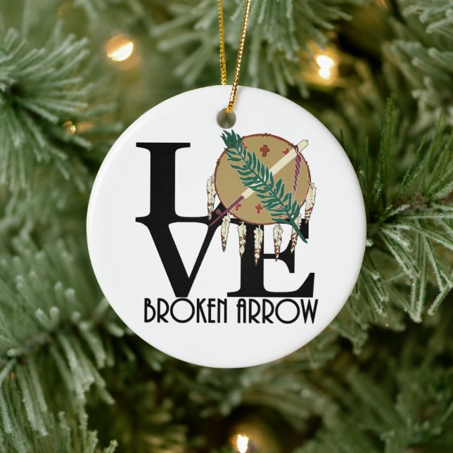 LOVE Broken Arrow Oklahoma Ceramic Tree Decoration (Tree)