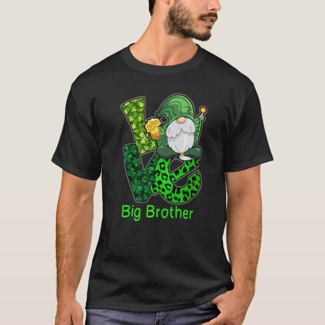 Love Brother Costume St Patrick's Day Gnome Irish  T-Shirt (Front)