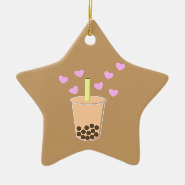 Love Bubble Tea Ceramic Tree Decoration (Front)
