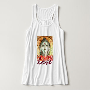Love Buddha Watercolor Art Flowy Racerback Singlet