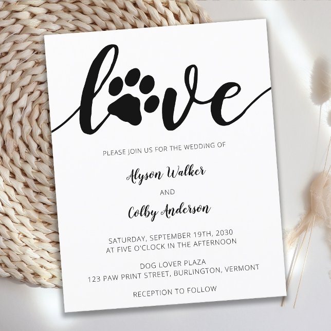 Love Budget Non Photo Paw Print Wedding Invitation (Creator Uploaded)