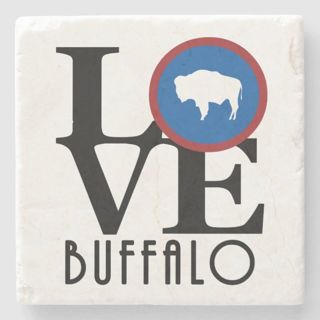 LOVE Buffalo Wyoming Stone Coaster (Front)