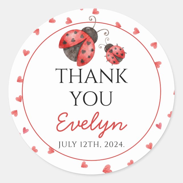  Love Bug Baby Shower  Classic Round Sticker (Front)