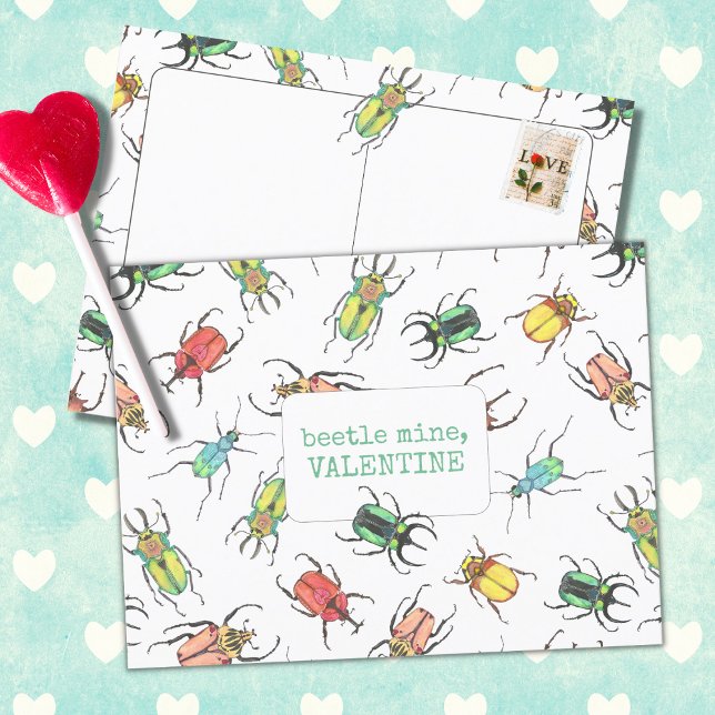 Love Bug Beetle Mine Valentine Postcard (Creator Uploaded)